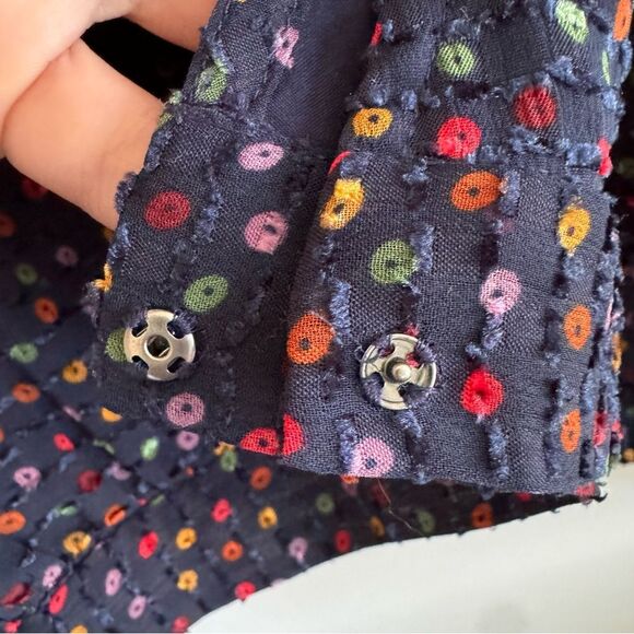 Women's Navy Polka Dot Blouse - Picture 10 of 14